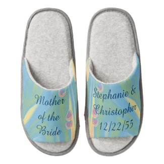 Pastel Blue & Yellow Personalized Wedding Slippers