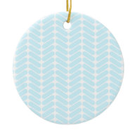 Pastel Blue Zigzag Pattern inspired by Knitting. Christmas Ornament