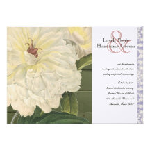 Pastel Botanical Peony Old Wood Wedding Invitation