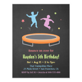 Pastel Bounce Trampoline Kids Birthday Party 4.25x5.5 Paper Invitation Card