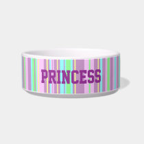 Pastel Candy stripe custom name pet bowl pet bowls