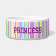 Pastel Candy stripe custom name pet bowl petbowl