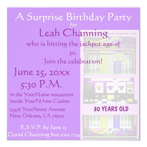Pastel Casino Slot Machine Birthday Party Custom Invites