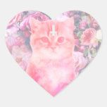 Pastel Cat  Heart-Shaped Sticker