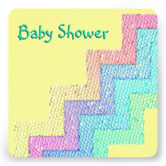 Pastel Chevron Mosaic Baby Shower Yellow Custom Invitations