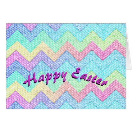 Pastel Chevron Mosaic HAPPY EASTER Greeting Cards