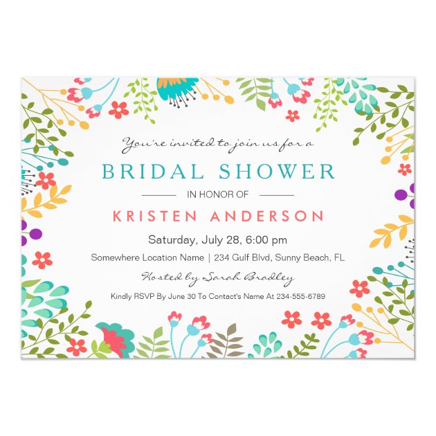 Pastel Chic Tiffany Blue Floral Bridal Shower Card (front side)
