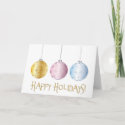 Pastel Christmas Ornaments Happy Holidays card
