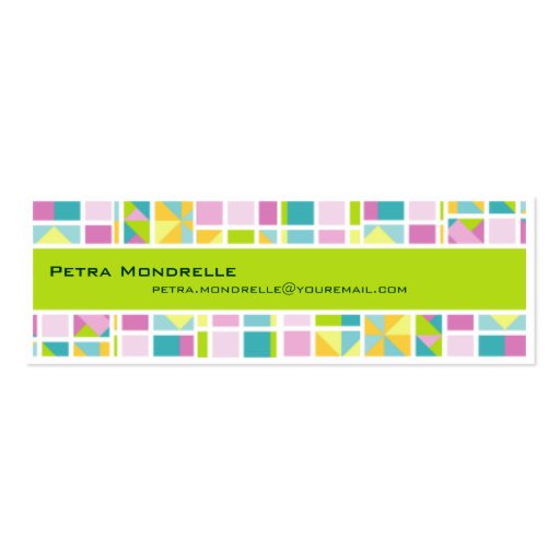 Pastel Color Grid (Lime) Skinny Business Card