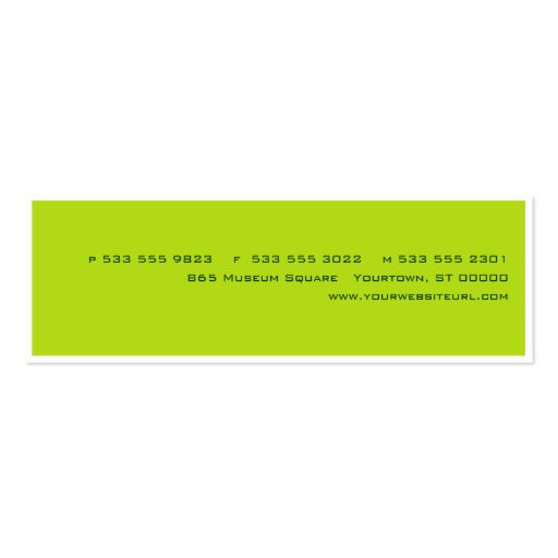 Pastel Color Grid (Lime) Skinny Business Card (back side)