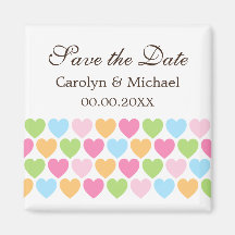 Pastel colored candy hearts Save the Date magnet