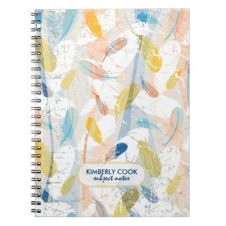 Pastel Colorful Abstract Feathers Pattern Spiral Notebooks
