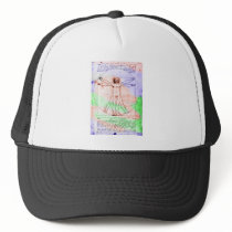 Pastel Colorized DaVinci Proportion Man Drawing Mesh Hat