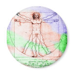 Pastel Colorized DaVinci Proportion Man Drawing magnets