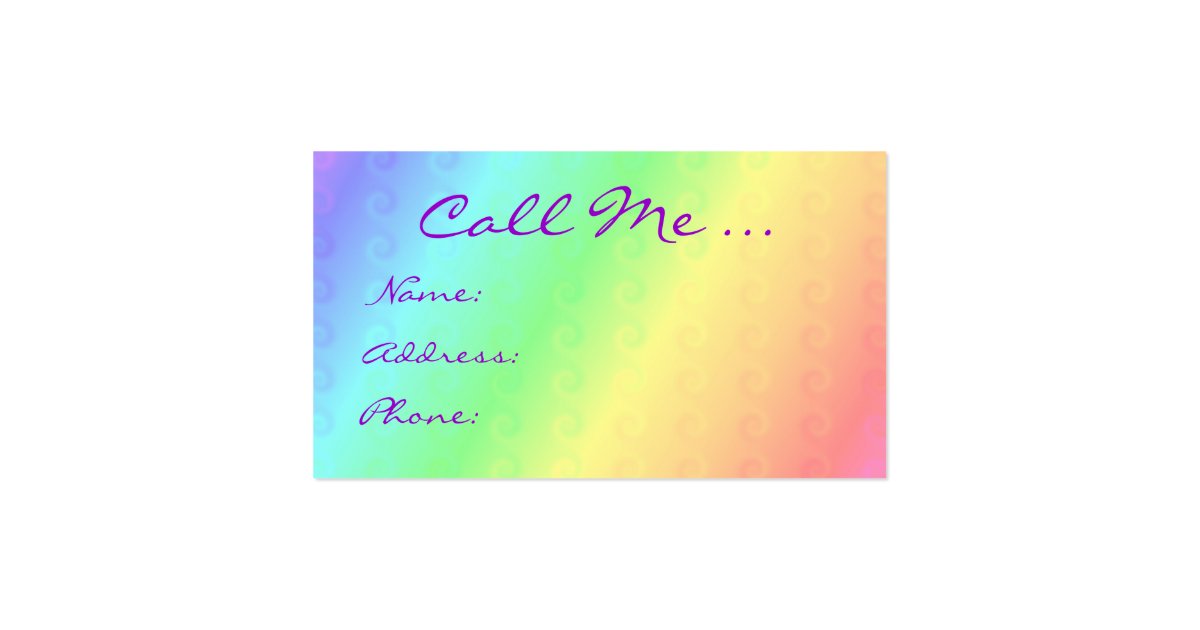 Pastel Colors Contact Me Card Zazzle