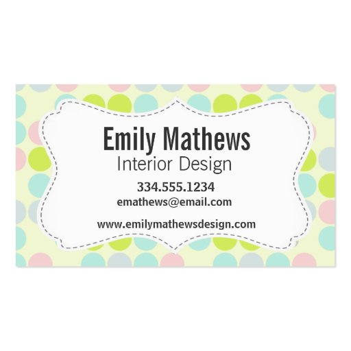 Pastel Colors, Dot Pattern Business Cards (front side)