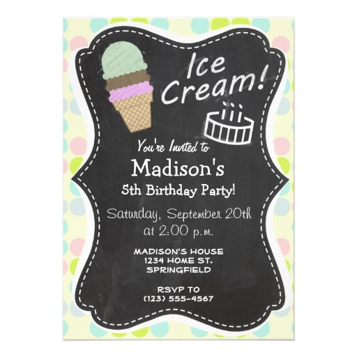 Pastel Colors, Polka Dot; Ice Cream Cone Announcement