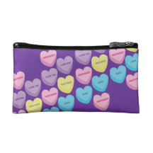 Pastel Conversation Hearts Makeup Bag