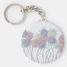 Pastel Cotton Ball Flower Scene Key Chains
