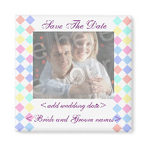 Pastel Diamonds Save The Date Photo Magnet