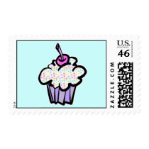 pastel dots cupcake postage stamp