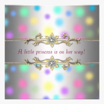 Pastel Dots Princeess Baby Shower invitations