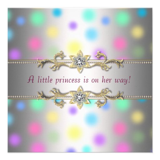 Pastel Dots Princeess Baby Shower Custom Invites