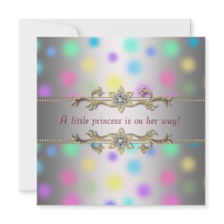 Pastel Dots Princeess Baby Shower Custom Invites