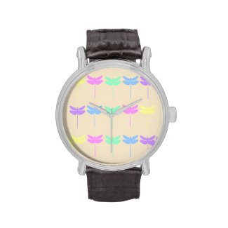 Pastel Dragonfly Pattern Watch