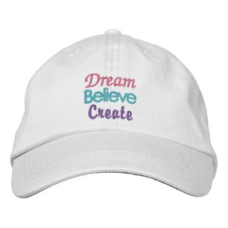 Pastel Dream, Believe, Create Embroidered Hat