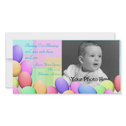 Pastel Easter Eggs/ Baby Announcement photocard