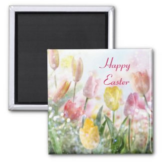 Pastel Easter Tulips zazzle_magnet