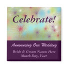 square_magnet - This is a fun save the date magnet featuring pastel colored fireworks. Celebration in the making!