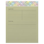 Pastel Floral Recipe Letterhead