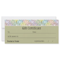 Pastel Florals Gift Certificate Custom Rack Card