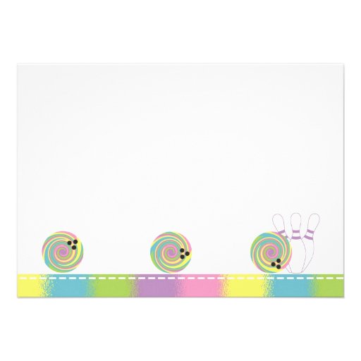 Pastel Girl Bowling Birthday Party Invitations