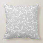 Pastel Gray and White Floral Design. Throw Pillows