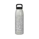 Pastel Gray and White Floral Design. Reusable Water Bottle