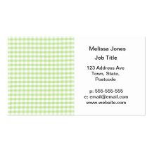 Pastel Green Gingham pattern Business Card Template