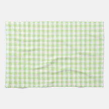 Pastel Green Gingham pattern Kitchen Towels