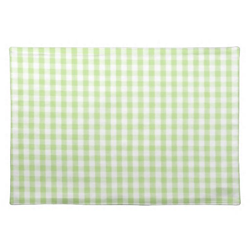 Pastel Green Gingham pattern Placemats Zazzle