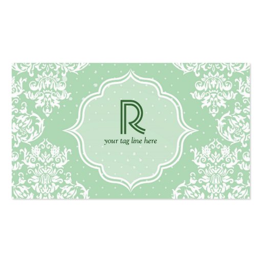 Pastel Green Polka Dot & Floral-Elegant Template Business Card Templates (front side)