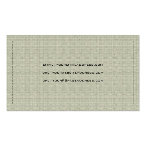 Pastel Green Simple Linen Texture Business Cards (back side)