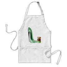 Pastel Green Stiletto and French Macaroons Art Apron