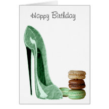 Pastel Green Stiletto and French Macaroons Art Cards