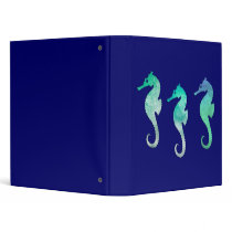 Pastel Green Watercolor Seahorses Vinyl Binder