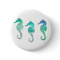 Pastel Green Watercolor Seahorses Buttons