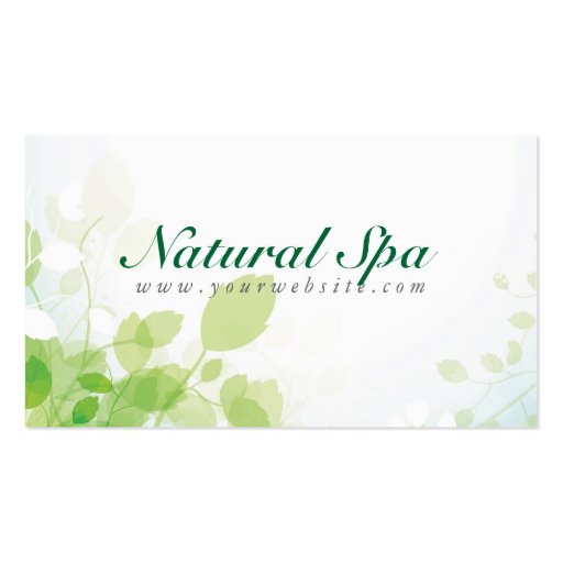 Pastel Green & White Nature Design Natural Spa Business Card (front side)