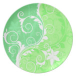 Pastel Greens and White Grunge Dinner Plates