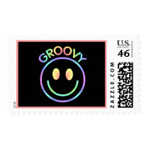 Pastel Groovy Smiley Postage Stamps